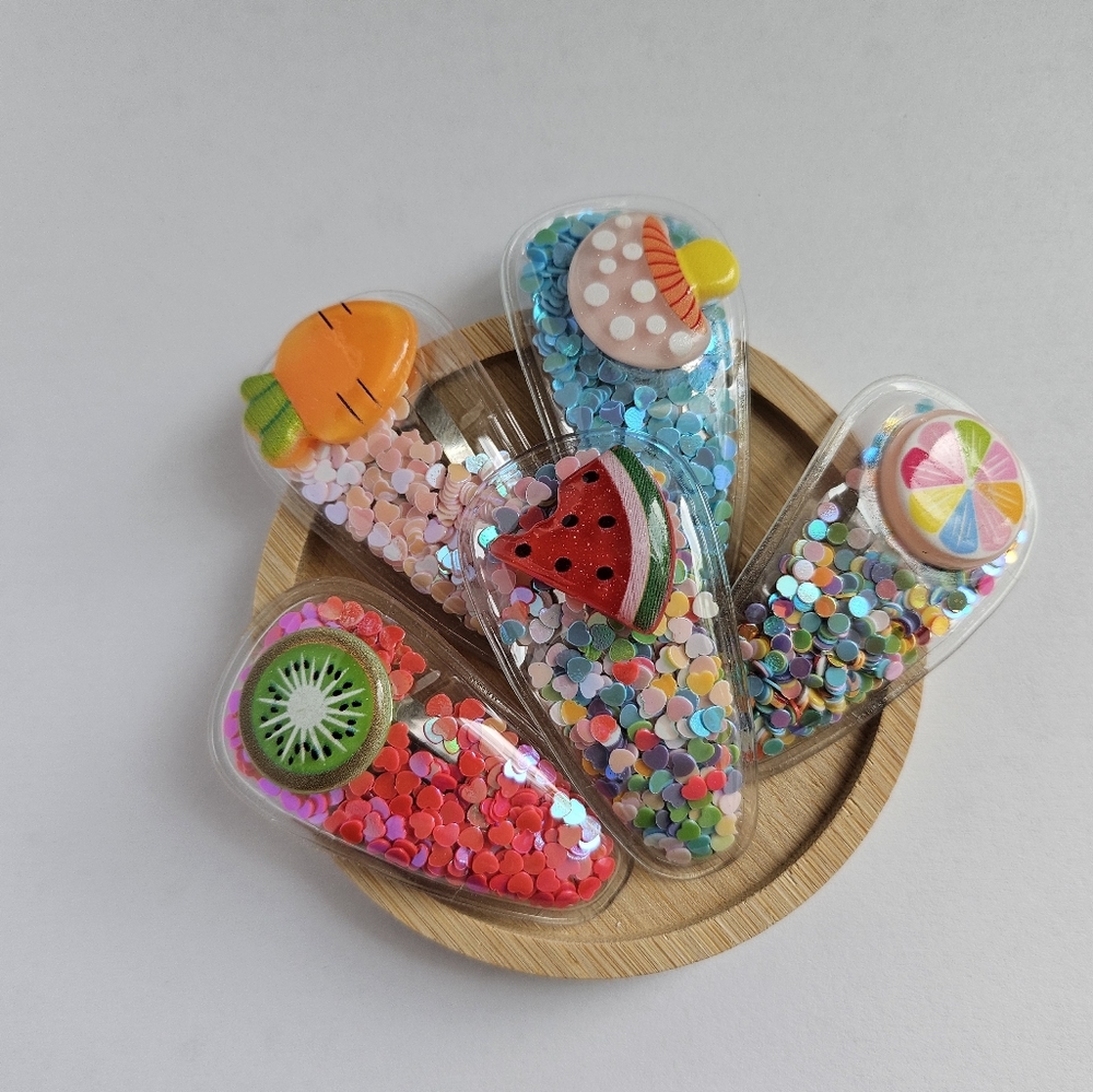 5 pcs/bag Colorful Baby Girl Hair Bangs Quicksand Edge Clips